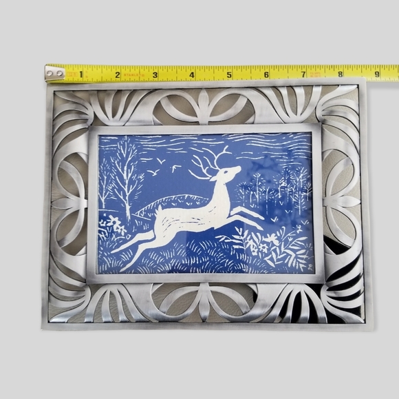 Vintage Greeting Card 5 1/2" x 3 1/2" Photo Easel Back Silvertone Picture Frame - Picture 6 of 8